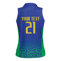 Brazil Canarinho Custom Women Sleeveless Polo Shirt Macaw Mascot with Brazil Flag Colors