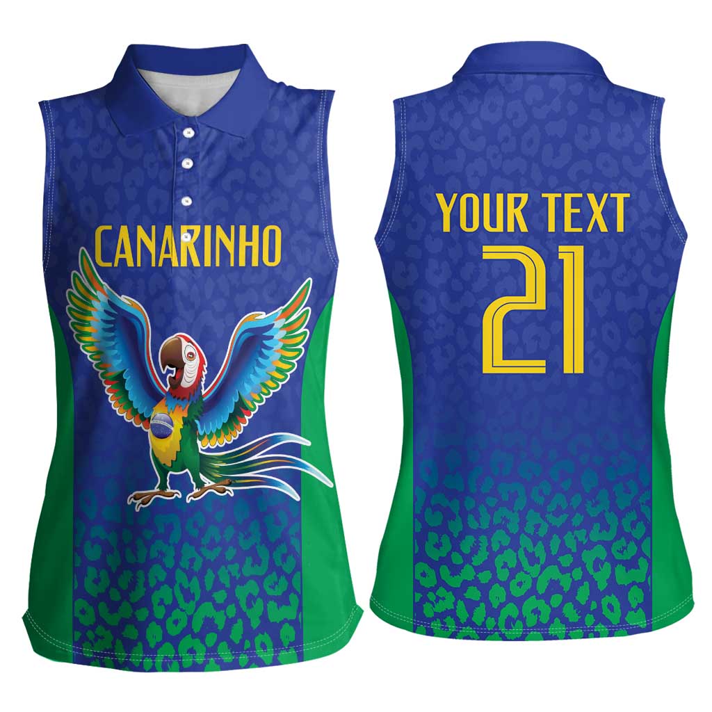 Brazil Canarinho Custom Women Sleeveless Polo Shirt Macaw Mascot with Brazil Flag Colors