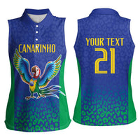 Brazil Canarinho Custom Women Sleeveless Polo Shirt Macaw Mascot with Brazil Flag Colors