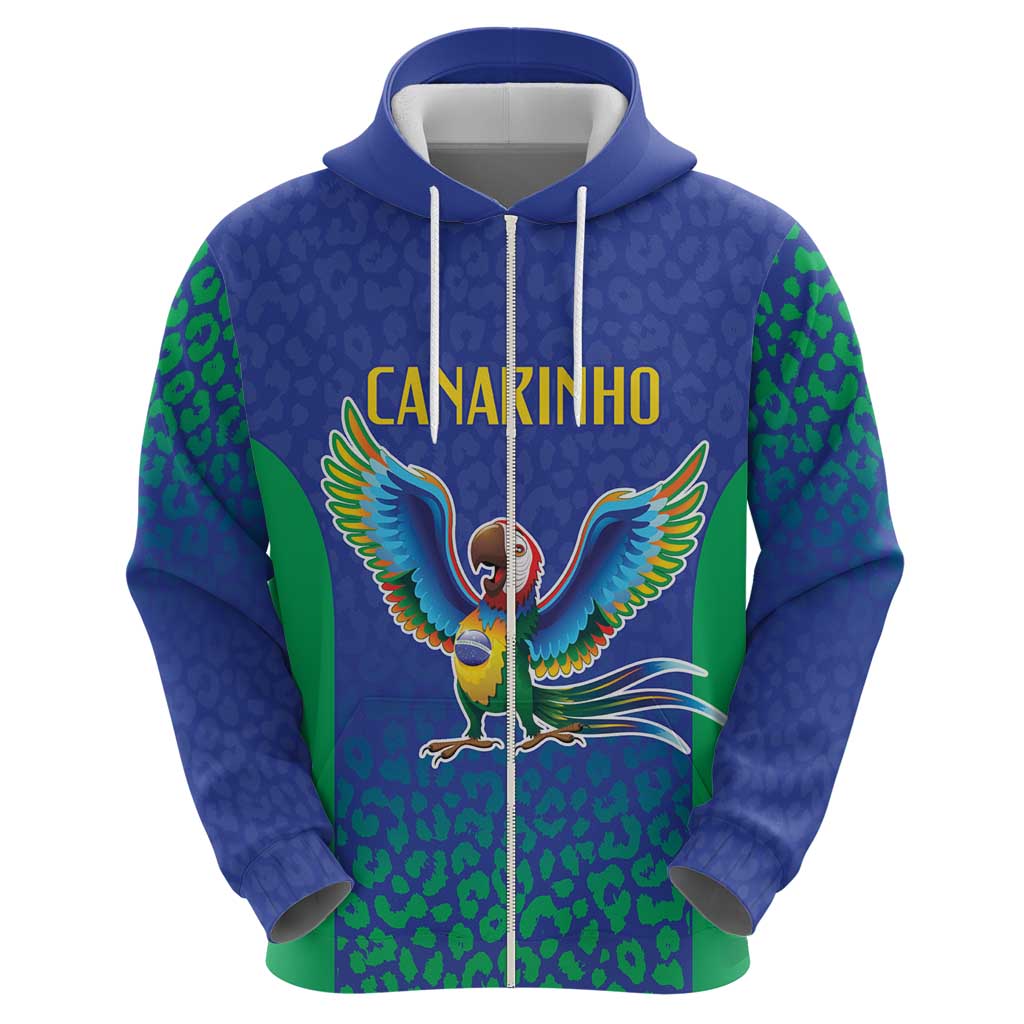 Brazil Canarinho Custom Zip Hoodie Macaw Mascot with Brazil Flag Colors