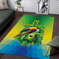 Brazil Football Custom Area Rug Toco Toucan Bora Brasil! Go Brazil!