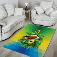 Brazil Football Custom Area Rug Toco Toucan Bora Brasil! Go Brazil!