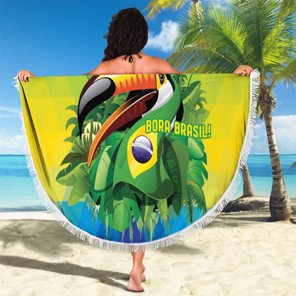 Brazil Football Custom Beach Blanket Toco Toucan Bora Brasil! Go Brazil!