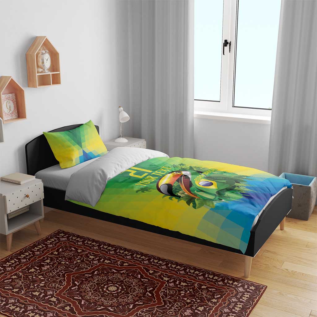 Brazil Football Custom Bedding Set Toco Toucan Bora Brasil! Go Brazil!
