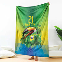 Brazil Football Custom Blanket Toco Toucan Bora Brasil! Go Brazil!