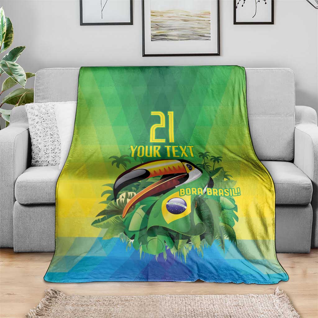 Brazil Football Custom Blanket Toco Toucan Bora Brasil! Go Brazil!