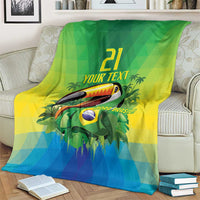 Brazil Football Custom Blanket Toco Toucan Bora Brasil! Go Brazil!