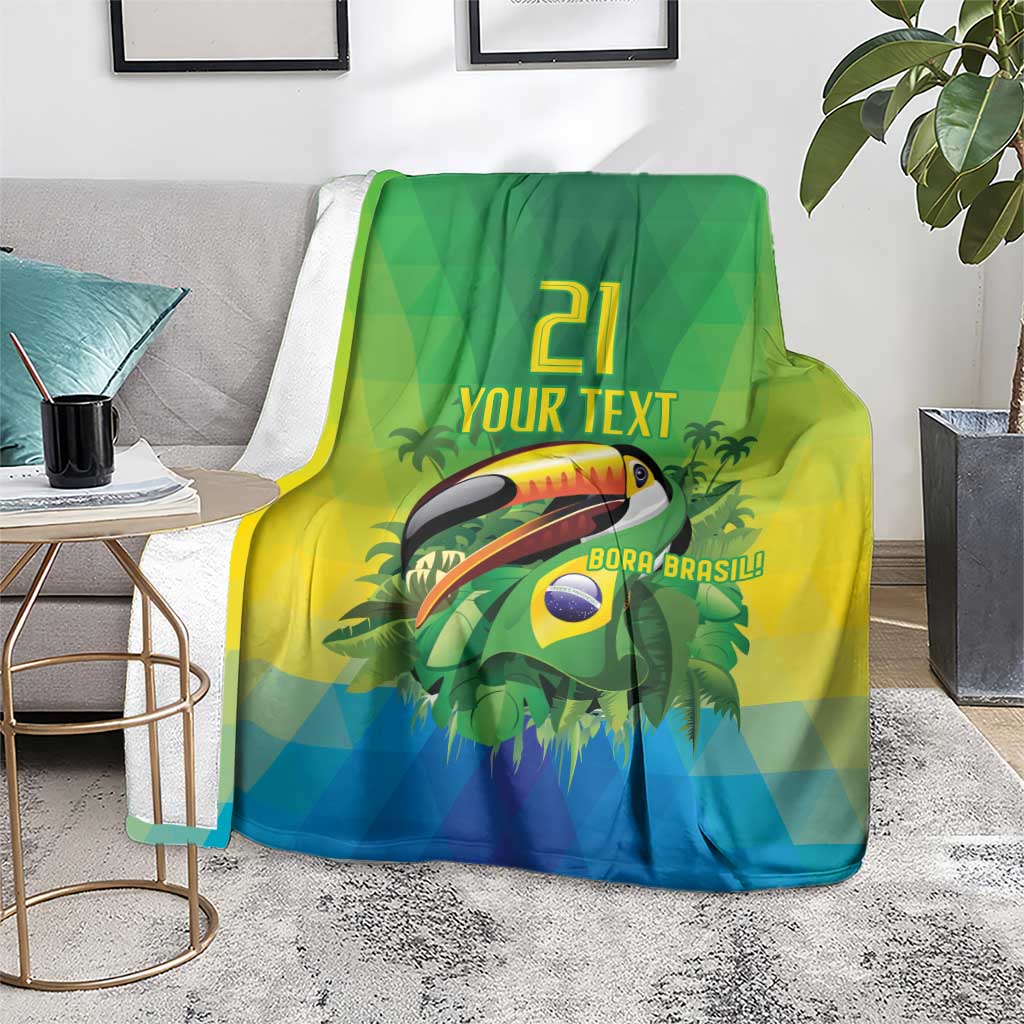 Brazil Football Custom Blanket Toco Toucan Bora Brasil! Go Brazil!