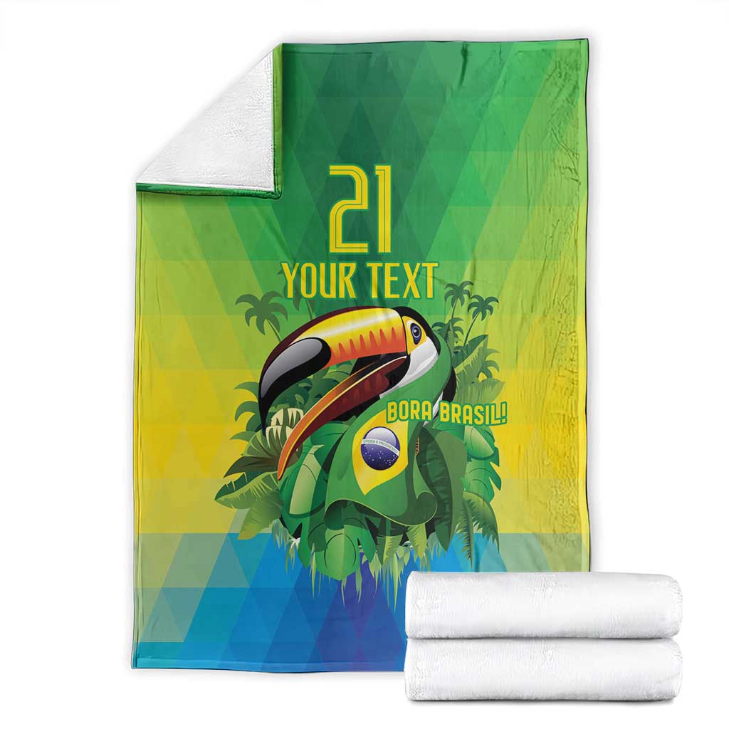 Brazil Football Custom Blanket Toco Toucan Bora Brasil! Go Brazil!