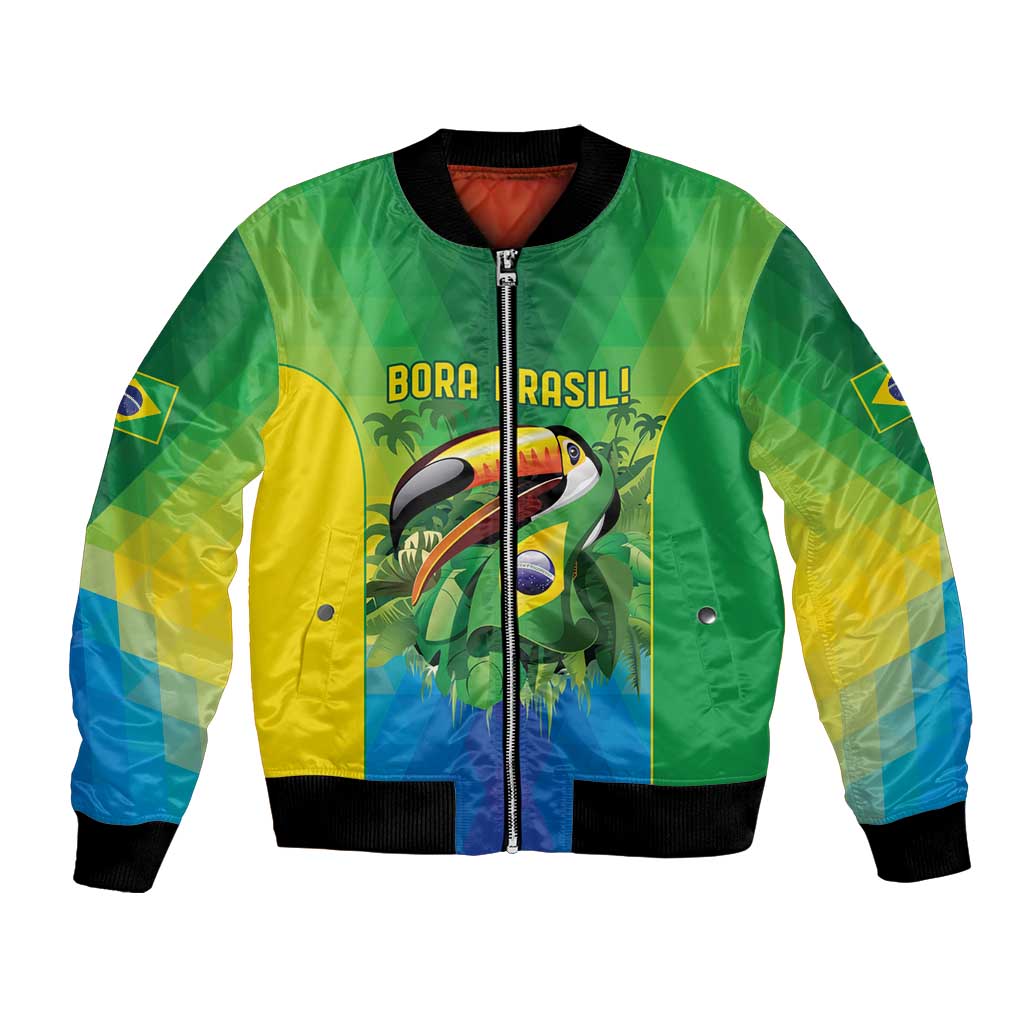 Brazil Football Custom Bomber Jacket Toco Toucan Bora Brasil! Go Brazil!