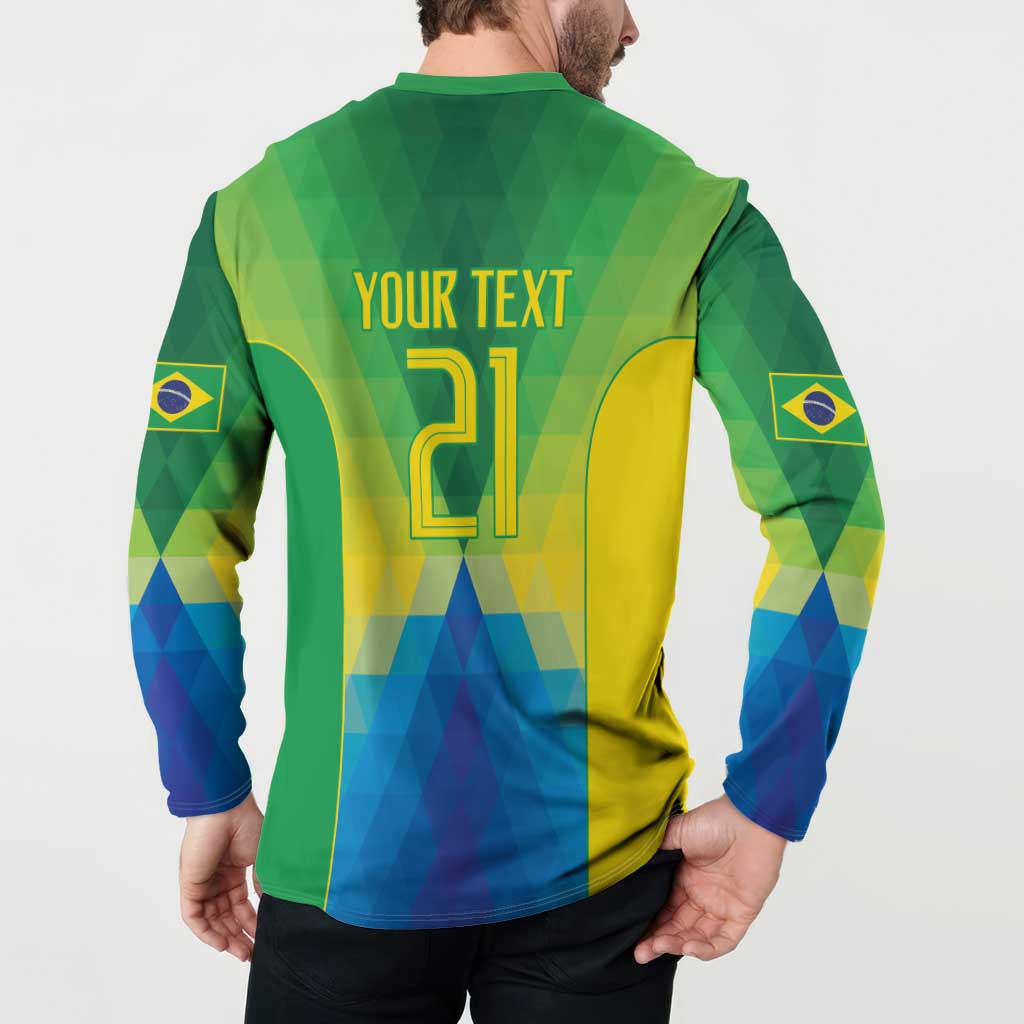 Brazil Football Custom Button Sweatshirt Toco Toucan Bora Brasil! Go Brazil!