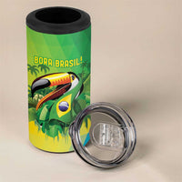 Brazil Football Custom 4 in 1 Can Cooler Tumbler Toco Toucan Bora Brasil! Go Brazil!