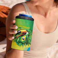 Brazil Football Custom 4 in 1 Can Cooler Tumbler Toco Toucan Bora Brasil! Go Brazil!
