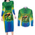 Brazil Football Custom Couples Matching Long Sleeve Bodycon Dress and Long Sleeve Button Shirt Toco Toucan Bora Brasil! Go Brazil!