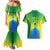 Brazil Football Custom Couples Matching Mermaid Dress and Hawaiian Shirt Toco Toucan Bora Brasil! Go Brazil!