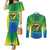 Brazil Football Custom Couples Matching Mermaid Dress and Long Sleeve Button Shirt Toco Toucan Bora Brasil! Go Brazil!