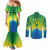 Brazil Football Custom Couples Matching Mermaid Dress and Long Sleeve Button Shirt Toco Toucan Bora Brasil! Go Brazil!