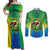 Brazil Football Custom Couples Matching Off Shoulder Maxi Dress and Long Sleeve Button Shirt Toco Toucan Bora Brasil! Go Brazil!