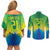 Brazil Football Custom Couples Matching Off Shoulder Short Dress and Long Sleeve Button Shirt Toco Toucan Bora Brasil! Go Brazil!