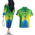 Brazil Football Custom Couples Matching Off The Shoulder Long Sleeve Dress and Hawaiian Shirt Toco Toucan Bora Brasil! Go Brazil!
