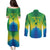 Brazil Football Custom Couples Matching Puletasi and Long Sleeve Button Shirt Toco Toucan Bora Brasil! Go Brazil!