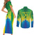 Brazil Football Custom Couples Matching Short Sleeve Bodycon Dress and Long Sleeve Button Shirt Toco Toucan Bora Brasil! Go Brazil!