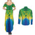 Brazil Football Custom Couples Matching Summer Maxi Dress and Long Sleeve Button Shirt Toco Toucan Bora Brasil! Go Brazil!
