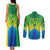 Brazil Football Custom Couples Matching Tank Maxi Dress and Long Sleeve Button Shirt Toco Toucan Bora Brasil! Go Brazil!