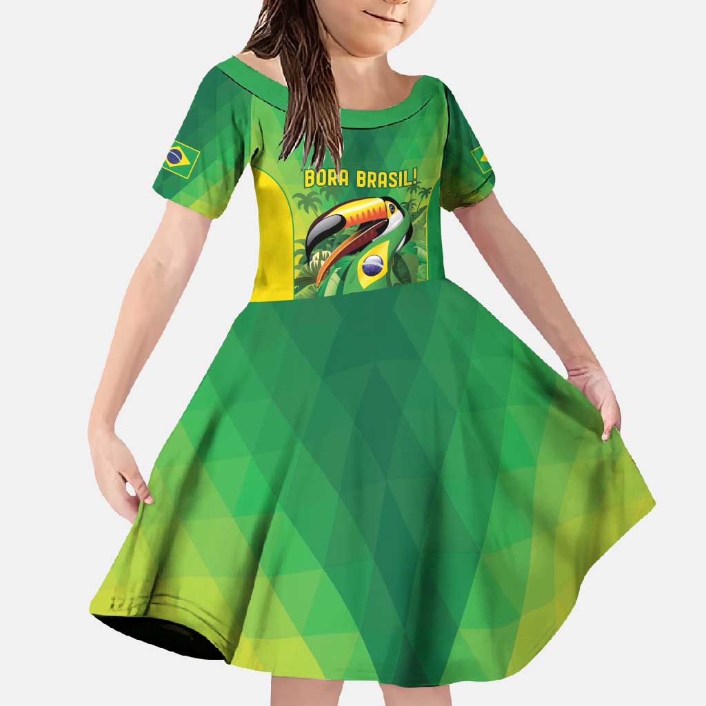 Brazil Football Custom Family Matching Off Shoulder Maxi Dress and Hawaiian Shirt Toco Toucan Bora Brasil! Go Brazil!