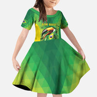 Brazil Football Custom Family Matching Off Shoulder Maxi Dress and Hawaiian Shirt Toco Toucan Bora Brasil! Go Brazil!