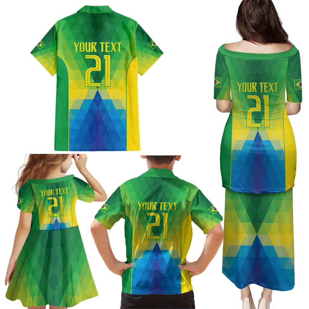 Brazil Football Custom Family Matching Puletasi and Hawaiian Shirt Toco Toucan Bora Brasil! Go Brazil!