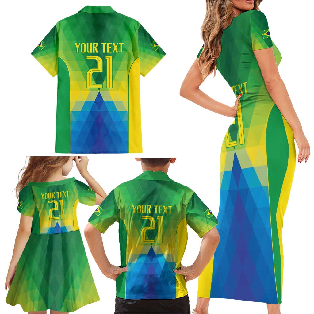Brazil Football Custom Family Matching Short Sleeve Bodycon Dress and Hawaiian Shirt Toco Toucan Bora Brasil! Go Brazil!