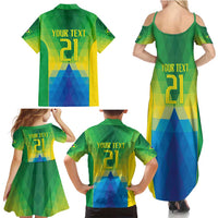 Brazil Football Custom Family Matching Summer Maxi Dress and Hawaiian Shirt Toco Toucan Bora Brasil! Go Brazil!