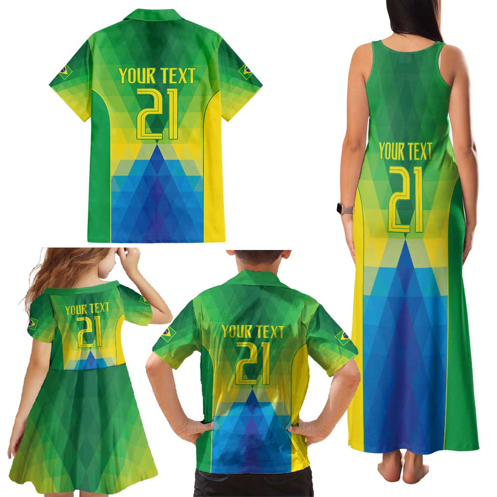 Brazil Football Custom Family Matching Tank Maxi Dress and Hawaiian Shirt Toco Toucan Bora Brasil! Go Brazil!