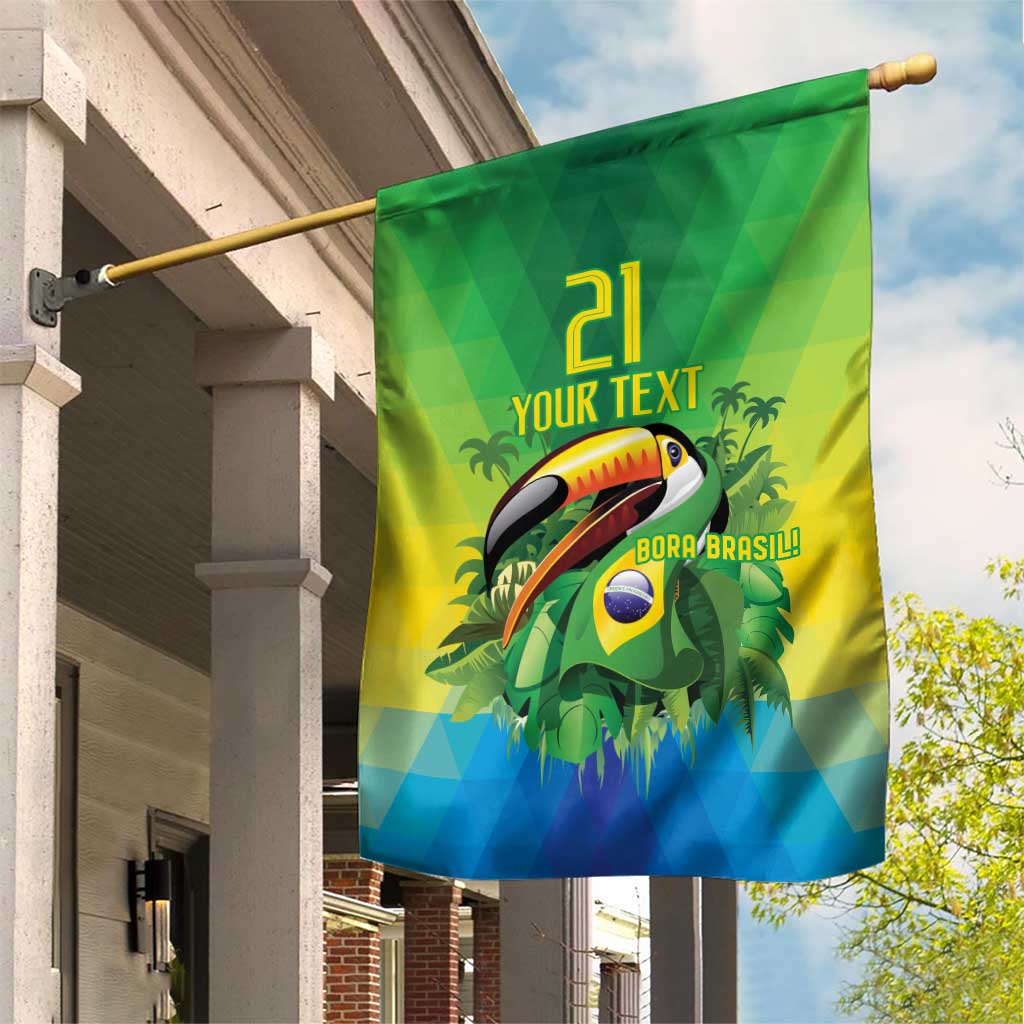 Brazil Football Custom Garden Flag Toco Toucan Bora Brasil! Go Brazil!