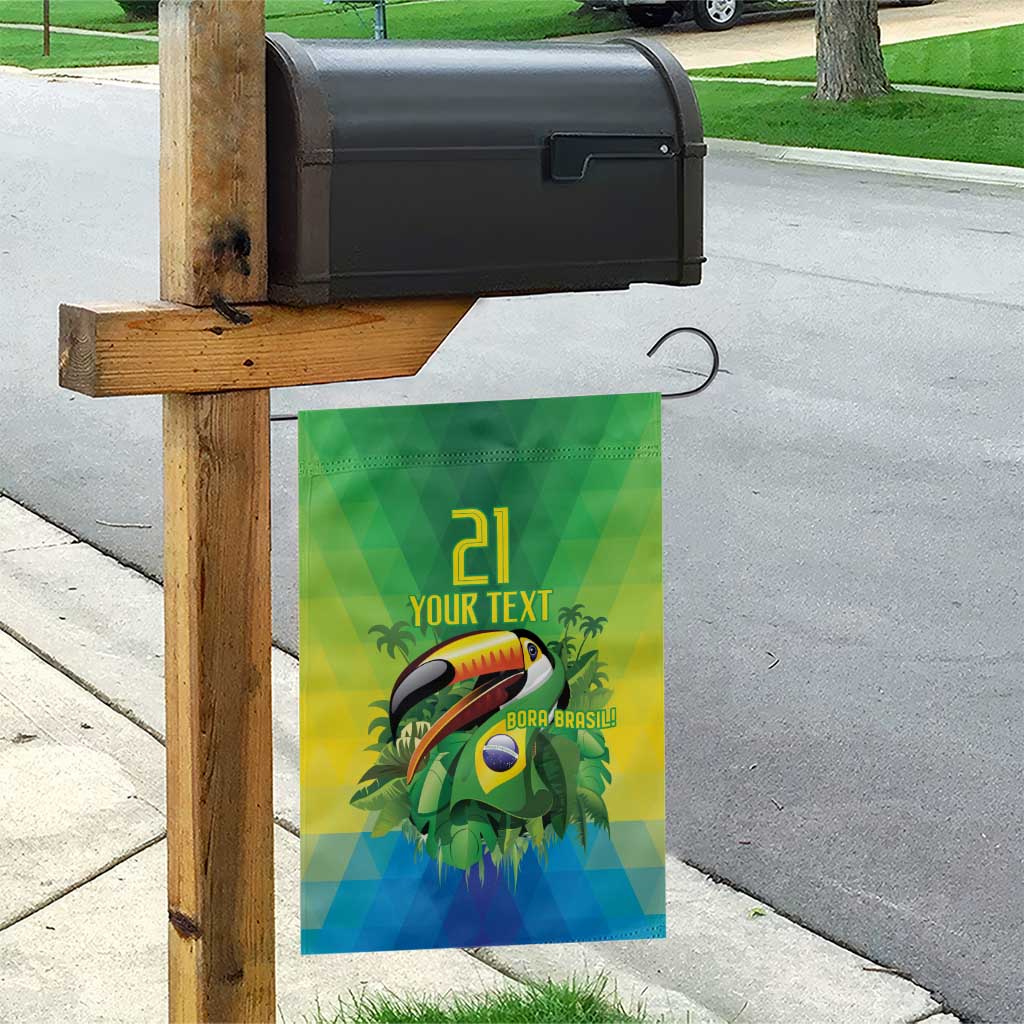 Brazil Football Custom Garden Flag Toco Toucan Bora Brasil! Go Brazil!