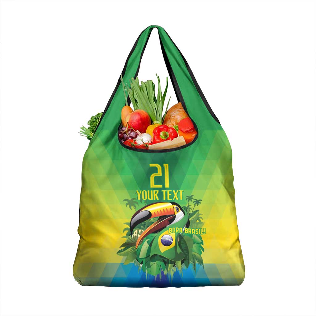 Brazil Football Custom Grocery Bag Toco Toucan Bora Brasil! Go Brazil!
