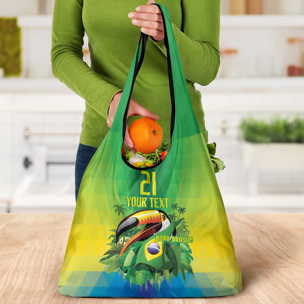 Brazil Football Custom Grocery Bag Toco Toucan Bora Brasil! Go Brazil!