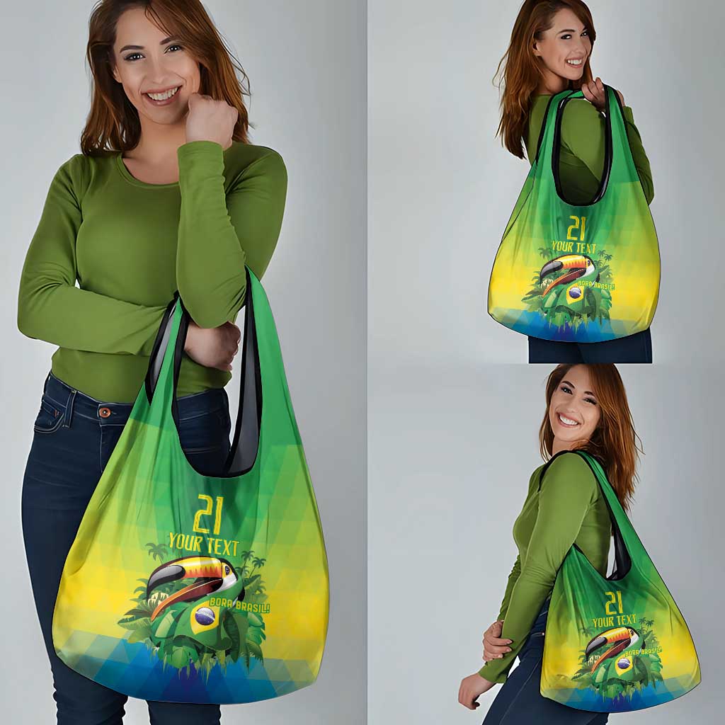 Brazil Football Custom Grocery Bag Toco Toucan Bora Brasil! Go Brazil!