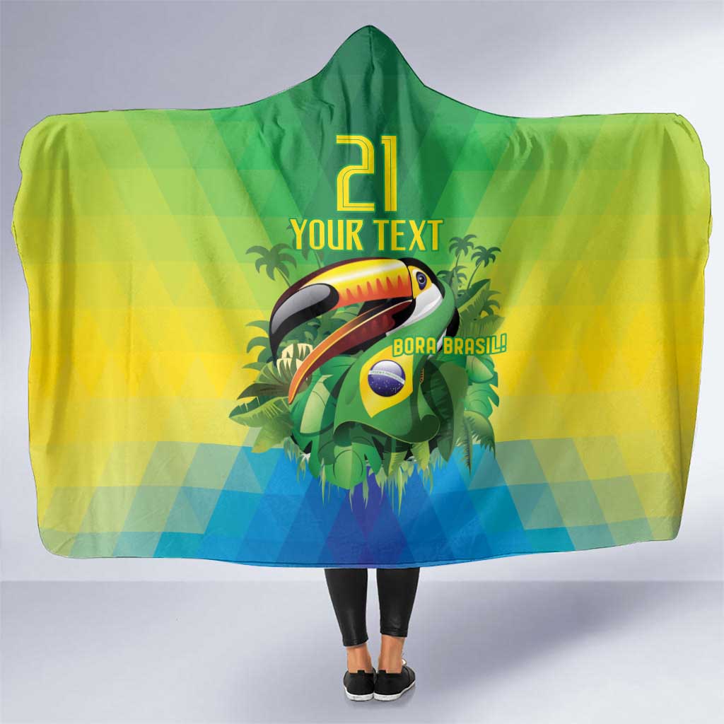 Brazil Football Custom Hooded Blanket Toco Toucan Bora Brasil! Go Brazil!