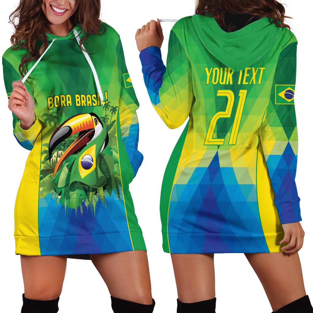 Brazil Football Custom Hoodie Dress Toco Toucan Bora Brasil! Go Brazil!