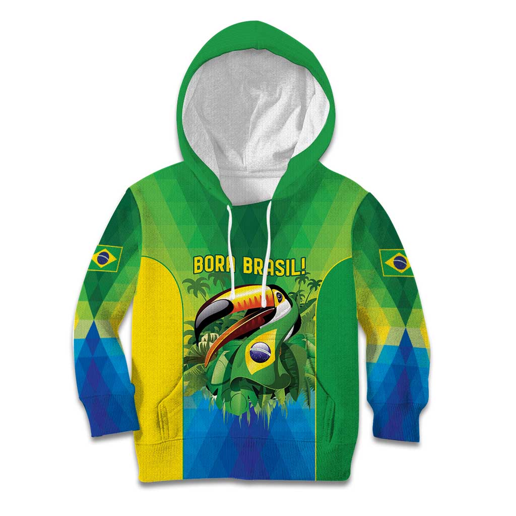Brazil Football Custom Kid Hoodie Toco Toucan Bora Brasil! Go Brazil!