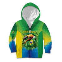 Brazil Football Custom Kid Hoodie Toco Toucan Bora Brasil! Go Brazil!