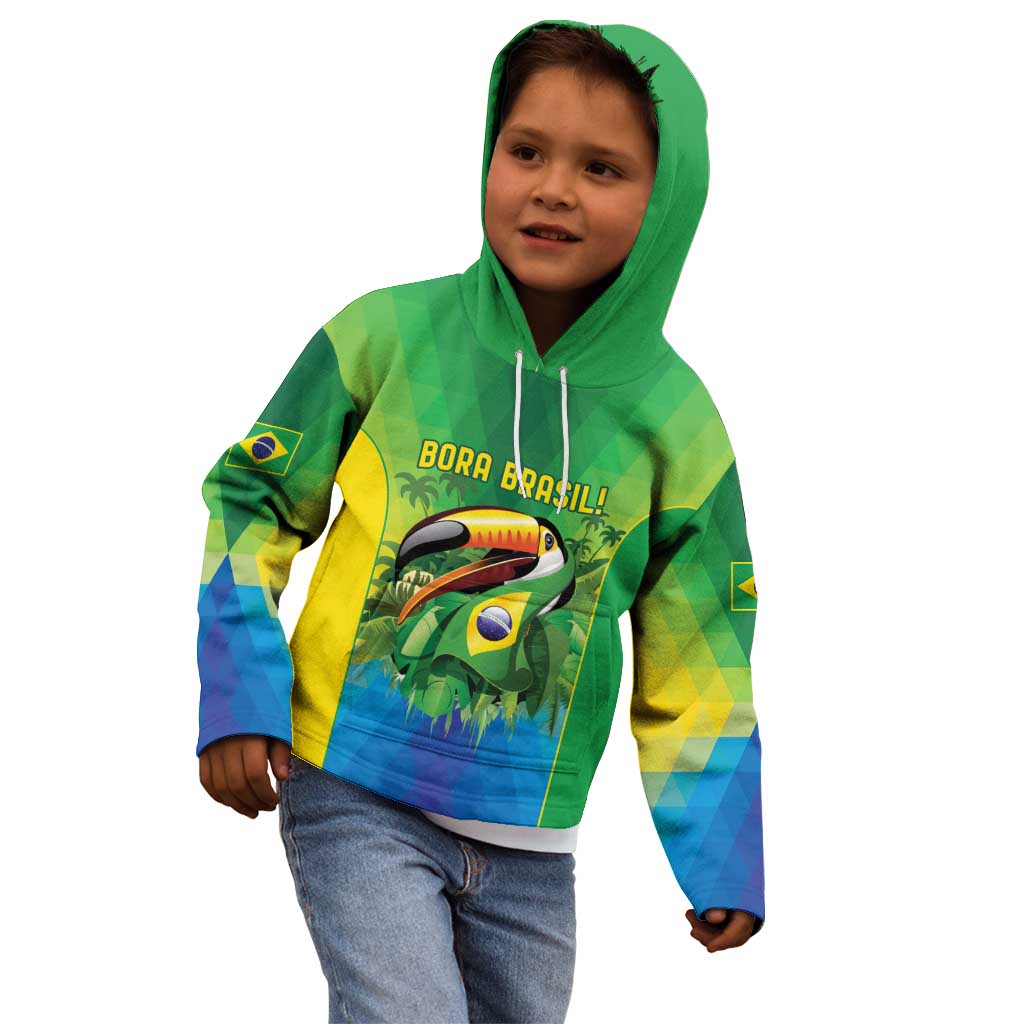 Brazil Football Custom Kid Hoodie Toco Toucan Bora Brasil! Go Brazil!