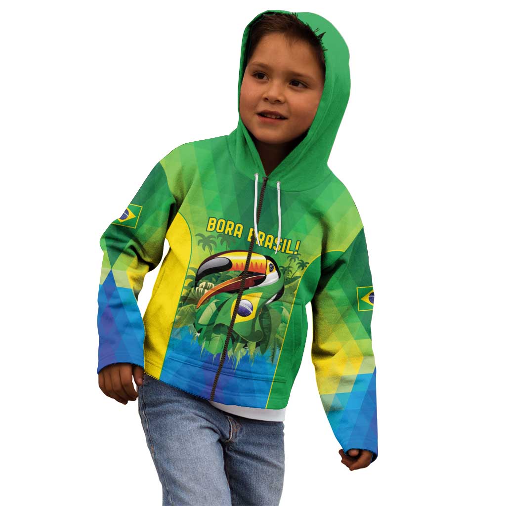 Brazil Football Custom Kid Hoodie Toco Toucan Bora Brasil! Go Brazil!