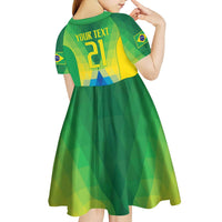 Brazil Football Custom Kid Short Sleeve Dress Toco Toucan Bora Brasil! Go Brazil!