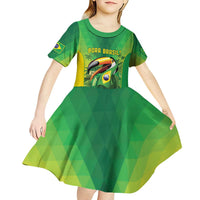 Brazil Football Custom Kid Short Sleeve Dress Toco Toucan Bora Brasil! Go Brazil!