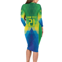 Brazil Football Custom Long Sleeve Bodycon Dress Toco Toucan Bora Brasil! Go Brazil!