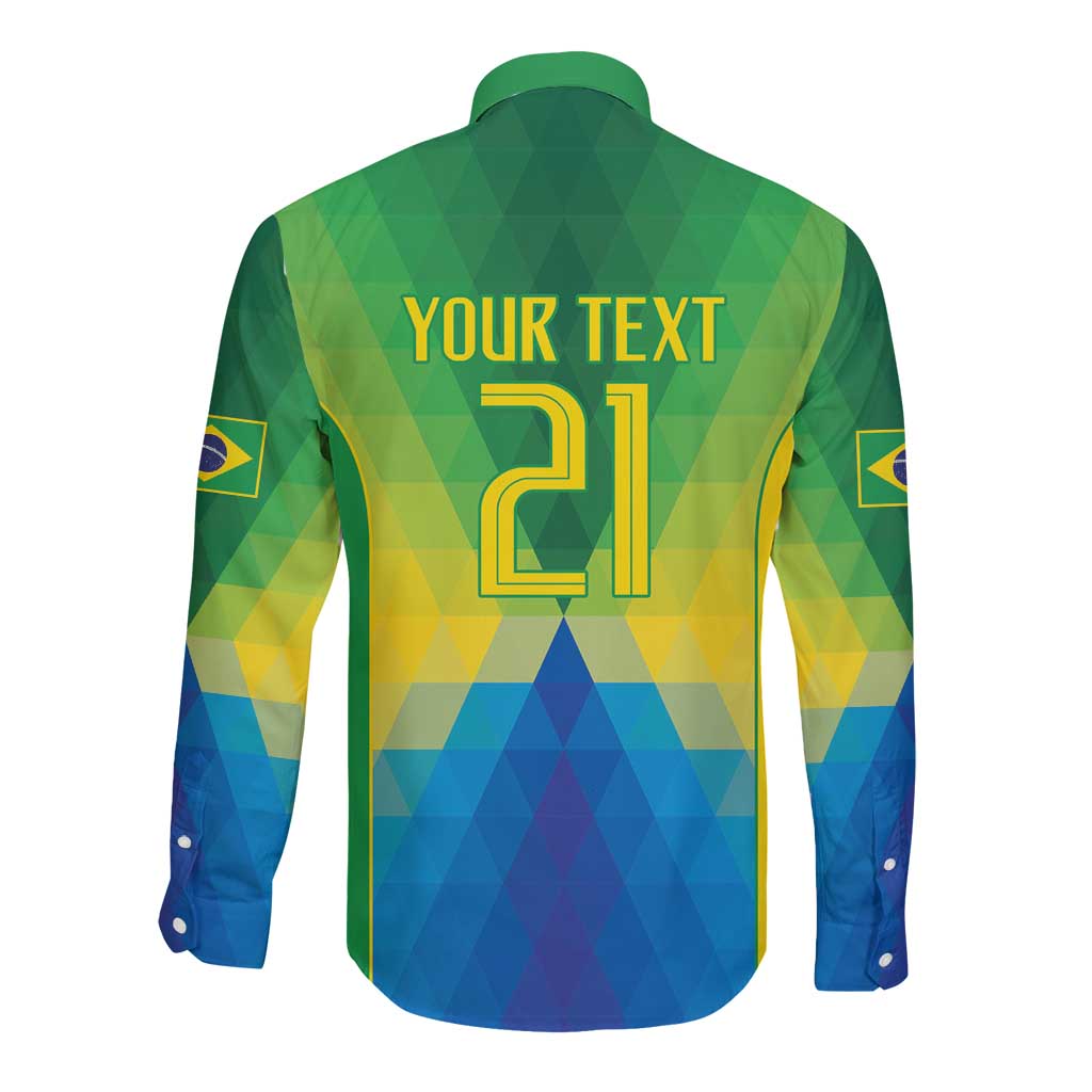 Brazil Football Custom Long Sleeve Button Shirt Toco Toucan Bora Brasil! Go Brazil!