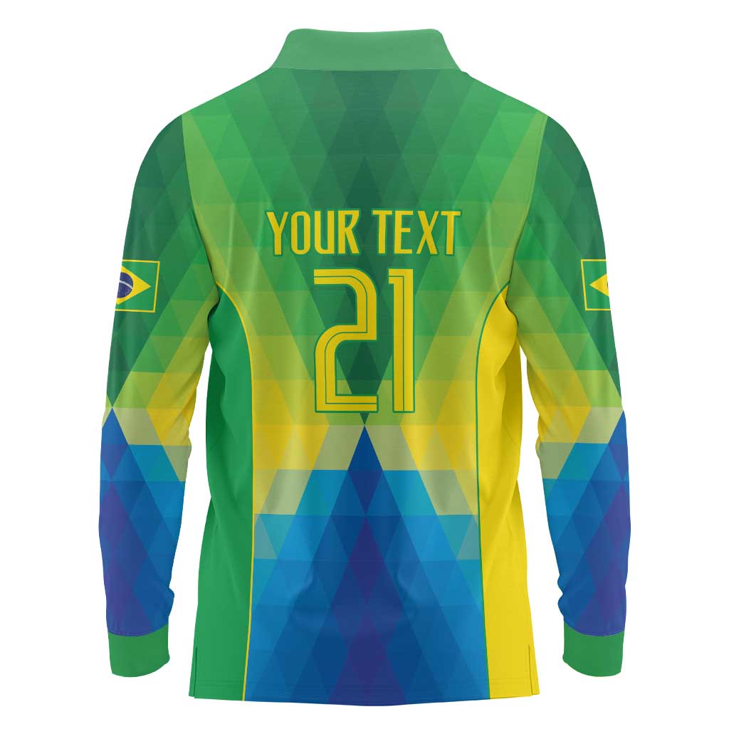Brazil Football Custom Long Sleeve Polo Shirt Toco Toucan Bora Brasil! Go Brazil!